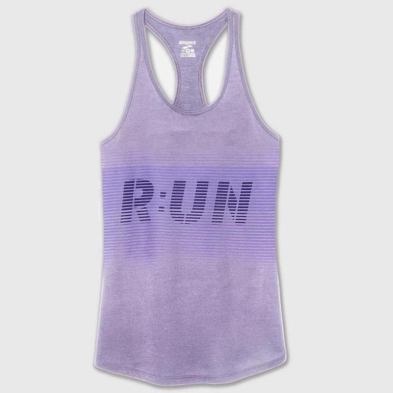 Brooks Distance Graphic NZ - Women's Running Tank Top - Purple (87059-NJGF)